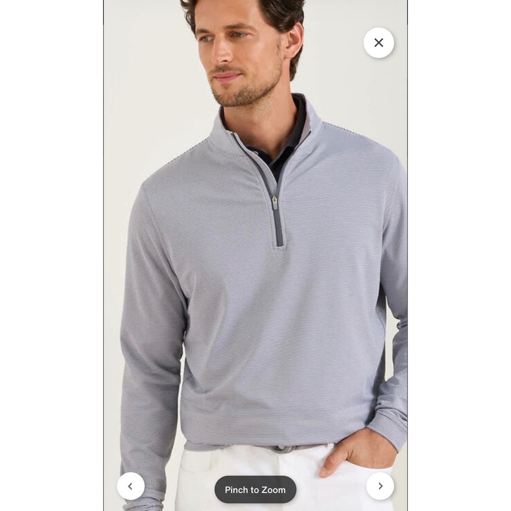 Peter Millar Crown Mens White Textured Quarter Zip Pullover Stripe Medium